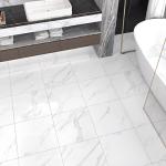 WESTICK White Marble Peel and Stick Bathroom Floor Tile Self Adhesive Vinyl Tiles Peel and Stick Floor Waterproof Vinyl Flooring for Kitchen Bedroom Living Room Garage Camper RV 10 Pcs 12 x 12 inch