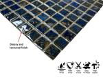 Tenedos Storm Blue Square Wavy Porcelain Mosaic Tile for Kitchen Backsplash, Pool Tile, Bathroom Wall, Accent Wall (Box of 10 Sheets - 10.60 Square feet) (1 X 1)