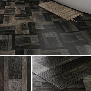 Livelynine Retro Black Peel and Stick Floor Tile 12x12 4-Tiles Luxury Vinyl Plank Flooring Waterproof Kitchen Floor Tiles Self Adhesive Laminate Square Vinyl Sheet Flooring PVC Natural Black Walnut