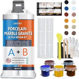 Granite and Quartz Countertop Chip Repair Kit, Tile & Fiberglass Porcelain Repair Kit,Marble Tub Repair Kit to Quickly Fix Cracks Ceramic Corian Bathtub Sink Toilet Dents Holes Scratchs