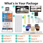 Granite and Quartz Countertop Chip Repair Kit, Tile & Fiberglass Porcelain Repair Kit,Marble Tub Repair Kit to Quickly Fix Cracks Ceramic Corian Bathtub Sink Toilet Dents Holes Scratchs