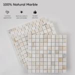 Diflart Marble Mosaic Tile, Gold Calacatta, 1 Inch Square, Honed, Marble Backsplash Tiles for Kitchen Bathroom Wall Floor, Pack of 5 Sheets
