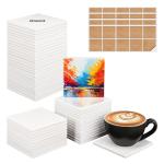 IHDYPPEW 50 Pack 4 x 4 Inch Square Sublimation Ceramic Tiles for Crafts, Sublimation Ceramic Coasters Tiles with Cork Backing Pad, Perfect for DIY Crafts and Sublimation Projects(Glazed)