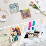 IHDYPPEW 50 Pack 4 x 4 Inch Square Sublimation Ceramic Tiles for Crafts, Sublimation Ceramic Coasters Tiles with Cork Backing Pad, Perfect for DIY Crafts and Sublimation Projects(Glazed)