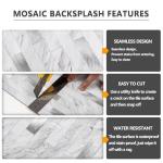 STICKGOO 20 Sheets Peel and Stick Backsplash Tile, Stick on Backsplash for Kitchen and Bathroom, White Marble Look PVC Mixed Metal Silver Self Adhesive Wall Tiles