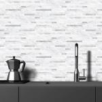 STICKGOO 20 Sheets Peel and Stick Backsplash Tile, Stick on Backsplash for Kitchen and Bathroom, White Marble Look PVC Mixed Metal Silver Self Adhesive Wall Tiles