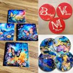 50 Pieces 4 Inch Square and Round Sublimation Ceramic Coasters, Glazed Ceramic Tiles Coasters with Cork Backing Pads for DIY Crafts, Sublimation, White. by GNIEMCKIN