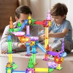 PicassoTiles 150pc Magnetic Marble Run Track Set STEM Construction Toy with Slides Ramps and Tubes Educational Magnet Tile Building Kit Kids Age 3 Plus Learning Gift for Boys Girls Preschool PTG150