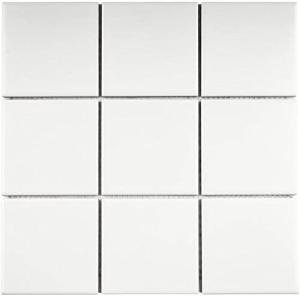 Tenedos 4x4 Square Matte Porcelain Mosaic Floor and Wall for Kitchen Backsplash, Bathroom, Accent Wall (11 Sheets/Case) (White)