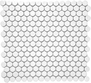 3/4x3/4 White Penny Round Matte Finish Porcelain Mosaic Tile Walls Floors Backsplashes (1)