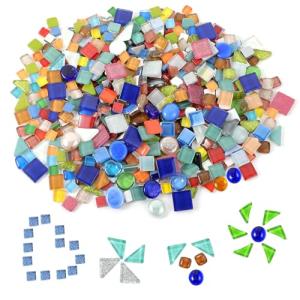 1000g/2.2Lb Irregular Mosaic Tiles for Crafts Bulk,Multiple Colors Colored Glass Mosaic Tiles for Handmade Crystal Bathroom,Kitchen Home Decoration DIY Art Projects