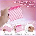 Romooa Self-Adhesive Mirrors Mosaic Tiles, 7200 Pieces (Pink, 5 x 5 mm), Peel and Stick, Real Glass, Geometric Pattern, 12 Sheets of 600 Pieces Each