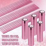 Romooa Self-Adhesive Mirrors Mosaic Tiles, 7200 Pieces (Pink, 5 x 5 mm), Peel and Stick, Real Glass, Geometric Pattern, 12 Sheets of 600 Pieces Each