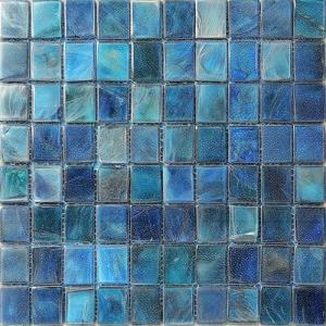 HOMETITUTE 10PCS 12x12 Inch Blue Mosaic Glass Look Peel and Stick Floor Tiles Removable Self Adhesive Vinyl Flooring Stickers for Bathroom Kitchen Laundry Room Decor