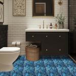 HOMETITUTE 10PCS 12x12 Inch Blue Mosaic Glass Look Peel and Stick Floor Tiles Removable Self Adhesive Vinyl Flooring Stickers for Bathroom Kitchen Laundry Room Decor