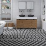 INNO STICKERS 16-Sheet Peel and Stick Floor and Wall Tile for Bathroom Kitchen Shower, Gray Coin Stone Composite Self Adhesive Vinyl Flooring, Patterned Groutble Backsplash Tile, Cover 9.12 Sq Ft.