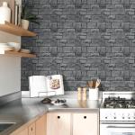 Commomy 10 Pcs 3D Limestone Wall Panels Peel and Stick - 11.8" x 11.8" Faux Stone Wall Panel 3D Brick Wallpaper Peel and Stick Self-Adhesive Tiles for Kitchen, Bedroom, Living Room, TV Background, RV