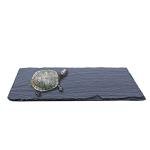 ACKEIVTO Slate Reptile Basking Platform Tortoise Feeding Dish Natural Rock Reptile Food Bowl Landscape Habitat Decor for Turtle Lizard Bearded Dragon Crested Gecko Snake 8 * 12