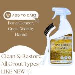 Natural Stone Grout Cleaner, Safe for Marble, Travertine, Limestone, Tile Spray on Grout Cleaner with Brush (32 oz.)
