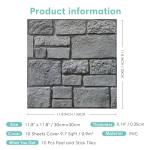 Commomy 10 Pcs 3D Limestone Wall Panels Peel and Stick - 11.8" x 11.8" Faux Stone Wall Panel 3D Brick Wallpaper Peel and Stick Self-Adhesive Tiles for Kitchen, Bedroom, Living Room, TV Background, RV