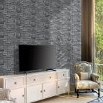 Commomy 10 Pcs 3D Limestone Wall Panels Peel and Stick - 11.8" x 11.8" Faux Stone Wall Panel 3D Brick Wallpaper Peel and Stick Self-Adhesive Tiles for Kitchen, Bedroom, Living Room, TV Background, RV