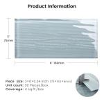 Adedeo Glass Subway Tiles, 3 x 6 Inch, Gray Glass Tiles for Backsplash, Bathroom Shower Wall, Pack of 32 Pieces