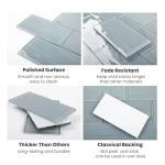 Adedeo Glass Subway Tiles, 3 x 6 Inch, Gray Glass Tiles for Backsplash, Bathroom Shower Wall, Pack of 32 Pieces