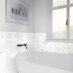 Daltile Perpetuo 3" x 24" Marble Look Porcelain Floor Bullnose Trim in Polished Brilliant White | (Sold by The Piece)