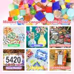 LATIIZ Glass Mosaic Tiles Crafts: 300 Pieces Iridescent Pre-Cut Crystal Tile for Garden Decor Stepping Stone Coasters Bird Bath DIY Project for Adults Mom and Kids Family Toddler Activities