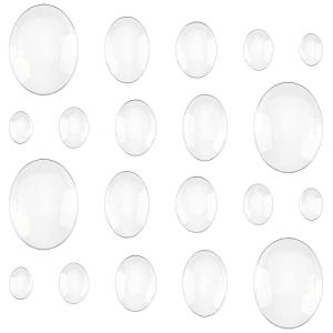 PH PandaHall 5 Sizes Oval Cabochons, 100pcs Clear Glass Tiles Flatback Round Cabochons Dome Cameo Beads Crystal Embellishments for Photo Pendant Earring Necklace Jewelry Making, 14/18/25/30/40mm