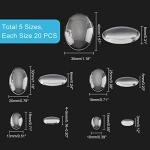 PH PandaHall 5 Sizes Oval Cabochons, 100pcs Clear Glass Tiles Flatback Round Cabochons Dome Cameo Beads Crystal Embellishments for Photo Pendant Earring Necklace Jewelry Making, 14/18/25/30/40mm