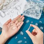 PH PandaHall 5 Sizes Oval Cabochons, 100pcs Clear Glass Tiles Flatback Round Cabochons Dome Cameo Beads Crystal Embellishments for Photo Pendant Earring Necklace Jewelry Making, 14/18/25/30/40mm
