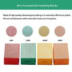 MORESUPERHARD Diamond Hand Polishing Pads 4Pcs - Diamond Sanding Block with Foam Backing for Sanding Tile, Glass, Stone, Concrete, Granite, Marble - Dry/Wet Sanding Pads 60,120,200,400# Grit