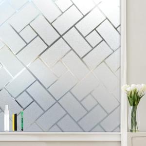Myscheri Window Privacy Film, Frosted Glass Static Cling with No-Adhesive Tile Shape Window Cover, Vinyl Stickers for Home Office Glass Sticker Decoration, 17.5 x 118.1 Inches