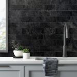 AULIGET 3" x 6" Subway Tile Peel and Stick Backsplash, Thick PVC Stick on Wall Tiles for Backsplash Kitchen, Bathroom, Laundry Room, Camper, Fireplace (100, Black Slate)