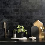 AULIGET 3" x 6" Subway Tile Peel and Stick Backsplash, Thick PVC Stick on Wall Tiles for Backsplash Kitchen, Bathroom, Laundry Room, Camper, Fireplace (100, Black Slate)
