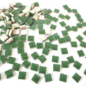 100 Square Mosaic Tiles - Bulk Pack, 16 Colors - Ceramic - 12mm - Dark Green
