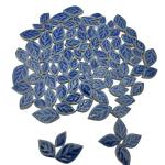 1.1LB 3 Size Ceramic Leaf-Shaped Mosaic Tiles,Mosaic Ceramics Pieces for DIY Crafts & Home Decoration (Ice-Crackle Navy Blue)