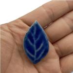 1.1LB 3 Size Ceramic Leaf-Shaped Mosaic Tiles,Mosaic Ceramics Pieces for DIY Crafts & Home Decoration (Ice-Crackle Navy Blue)