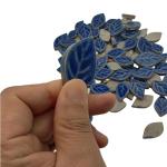 1.1LB 3 Size Ceramic Leaf-Shaped Mosaic Tiles,Mosaic Ceramics Pieces for DIY Crafts & Home Decoration (Ice-Crackle Navy Blue)