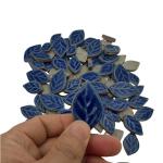 1.1LB 3 Size Ceramic Leaf-Shaped Mosaic Tiles,Mosaic Ceramics Pieces for DIY Crafts & Home Decoration (Ice-Crackle Navy Blue)