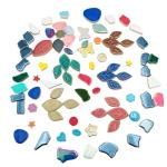1.1LB 3 Size Ceramic Leaf-Shaped Mosaic Tiles,Mosaic Ceramics Pieces for DIY Crafts & Home Decoration (Ice-Crackle Navy Blue)
