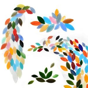 BUYGO BUYGOO 100Pcs Mosaic Tiles, Mixed Color Mosaic Glass Pieces with Organizing Container, Hand-Cut Stained Glass Flower Leaves Tiles for Home Decoration Crafts Supply - Assorted Size&Colors