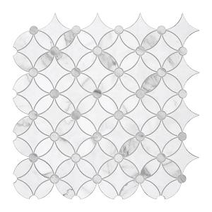 SUNWINGS 10-Sheet Coin Peel and Stick Waterjet Backsplash Self Adhesive Tiles White Marble Wall Panels Stick on Backsplash for Kitchen, Bathroom, Fireplace