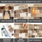 URCOLOR 10-Sheet Stick on Backsplash for Kitchen,12"x12" Peel and Stick Self Adhesive Wall Tiles Back Splashes for Bathroom Brown Marble Look
