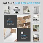 URCOLOR 10-Sheet Stick on Backsplash for Kitchen,12"x12" Peel and Stick Self Adhesive Wall Tiles Back Splashes for Bathroom Brown Marble Look
