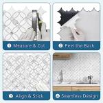 SUNWINGS 10-Sheet Coin Peel and Stick Waterjet Backsplash Self Adhesive Tiles White Marble Wall Panels Stick on Backsplash for Kitchen, Bathroom, Fireplace