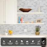 STICKGOO Peel and Stick Backsplash, PVC Wall Tiles Stick on Backsplash for Kitchen(10 Sheets, White Marble with Metal Silver)