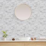 STICKGOO Peel and Stick Backsplash, PVC Wall Tiles Stick on Backsplash for Kitchen(10 Sheets, White Marble with Metal Silver)