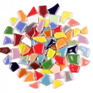 454g Petal Ceramic Mosaic Tiles for Crafts Art, Water Drop Flower Tiles Irregular Ceramic Tiles Bulk, 0.4 inch Square Glazed Porcelain for DIY Mosaic Craft Supplies (Small Irregular)